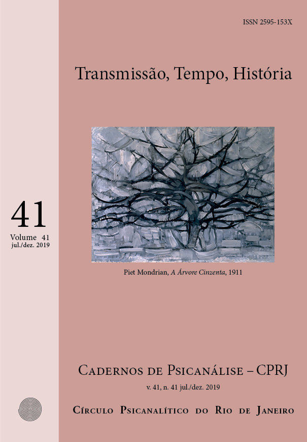 Revista Cadernos de Psicanálise, volume 41, número 40, período de janeiro a junho de 2019. Tema: Transmissão, Tempo, História