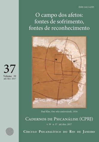 Capa Cadernos de Psicanálise, volume 39, número 37, período julho a dezembro de 2017 O campo dos afetos: fontes de sofrimento, fontes de reconhecimento